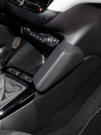 KUDA für Opel Corsa F & e-Corsa ab 06/2019 ohne mit Wireless Charging (Smartphone PMA/Qi Induktionsladung in der Mittelkonsole) Mobilia / Kunstleder schwarz