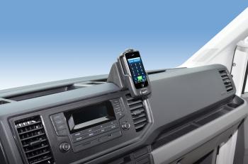 KUDA Mobiele telefoonhouder geschikt voor VW Crafter & Man TGE vanaf 2024 - telefoonconsole voor smartphones, mobiele telefoon, navigatie en meer - kunstleren console, zwart, 8775